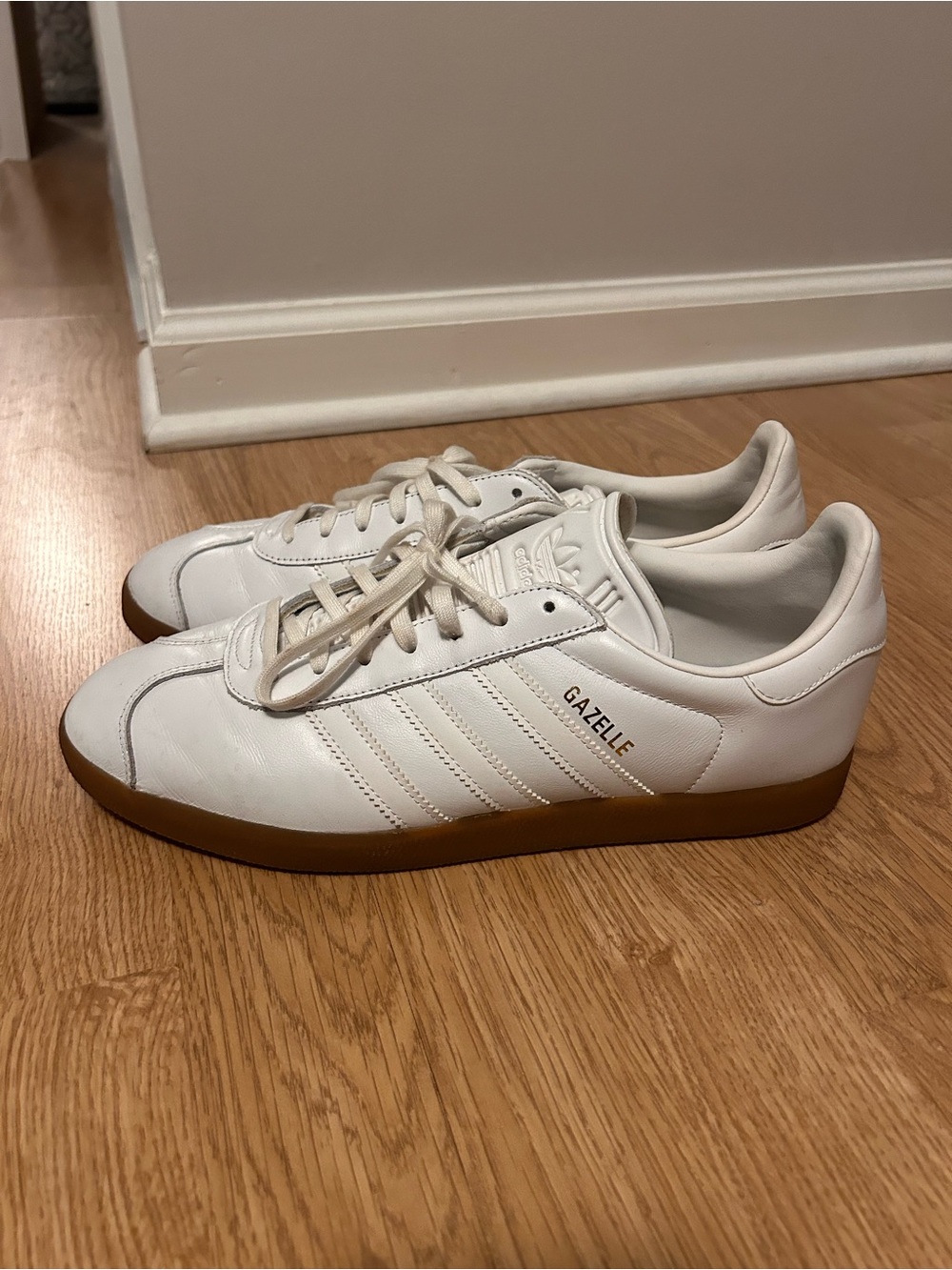 adidas White Gazelle Sneakers with Gum Outsole